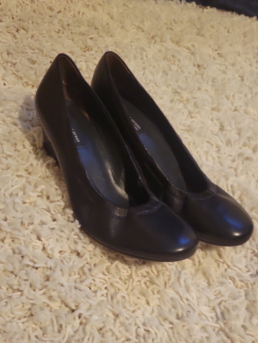 Paul Green Munich Black Leather Wedge Pumps Women's
